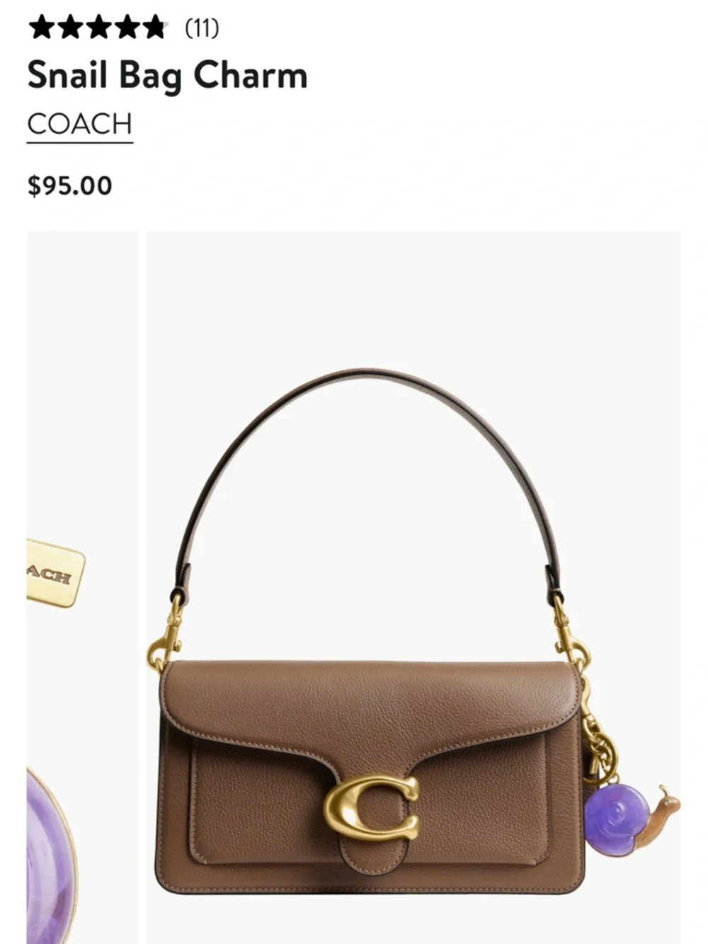 COACH Purple Multi Snail Charm Key & Card Holder Accent